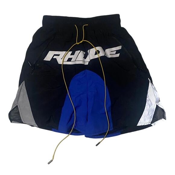 Rhude Reflective Accent Black and Blue Shorts Size Small - Picture 1 of 7